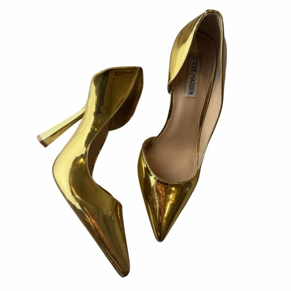 Steve Madden Damzil Gold Metallic D’Orsay Pumps Heels Size 10